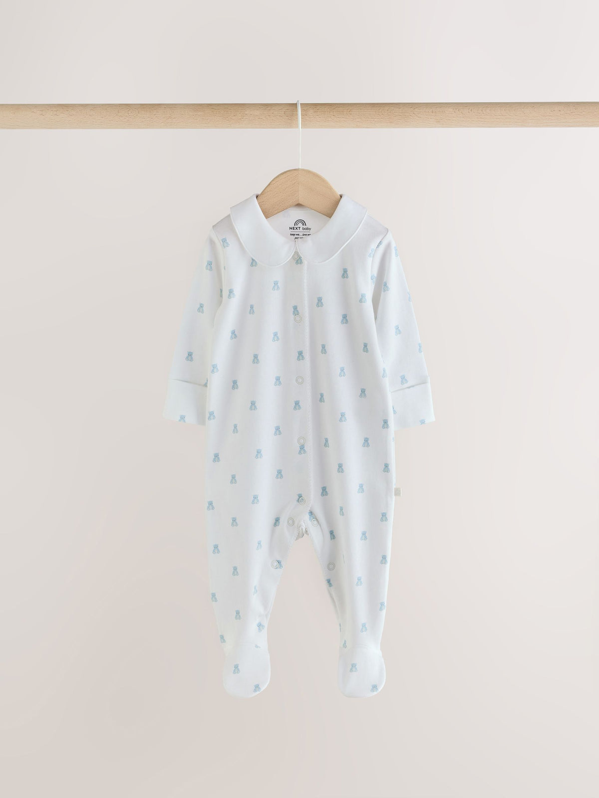 Pale Blue Collar Baby Sleepsuits 3 Pack (0-2yrs)
