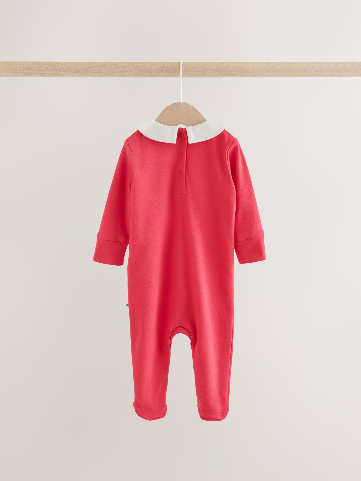 Cream/Red Collared Sleepsuits 3 Pack (0mths-2yrs)
