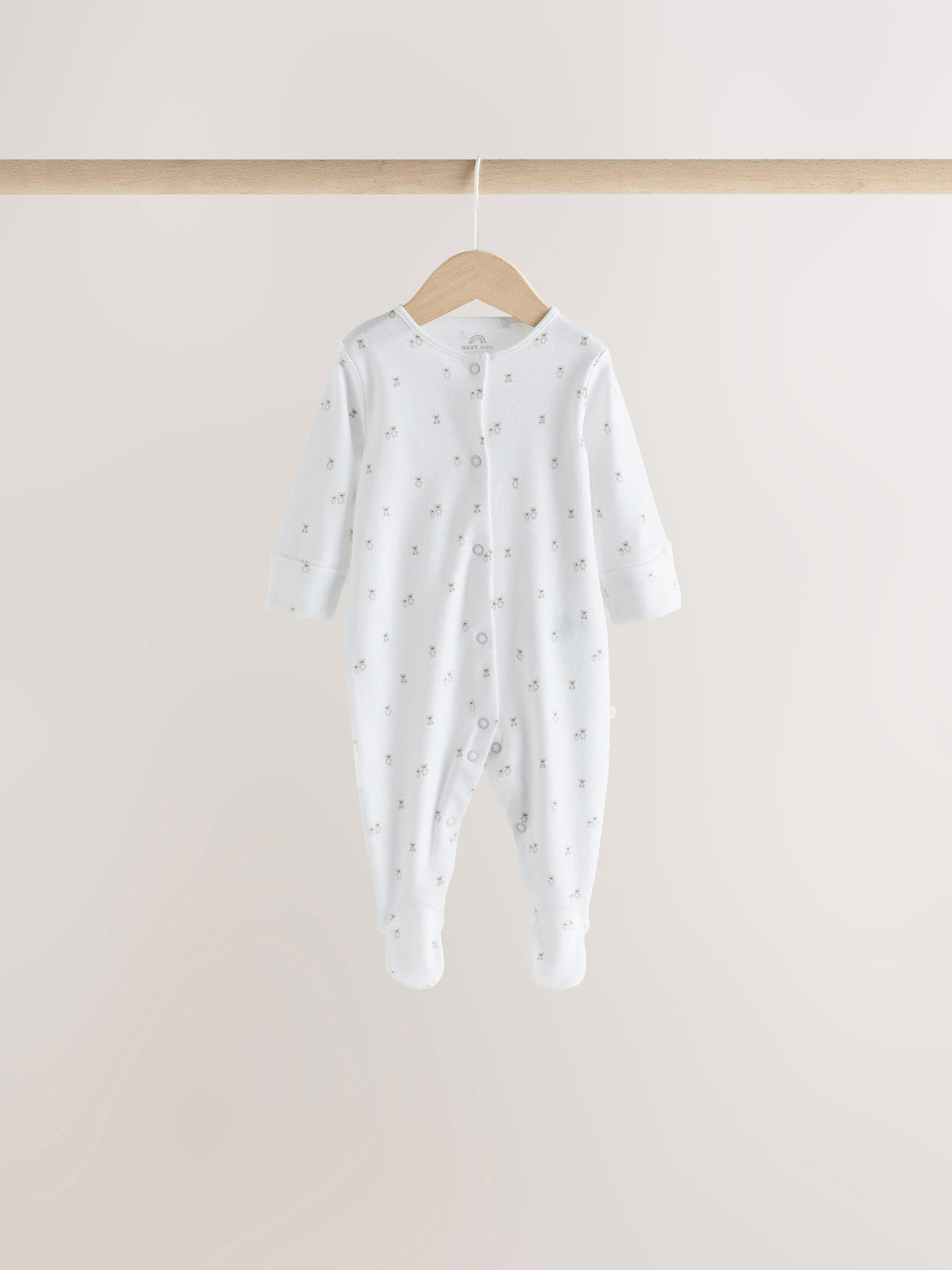 White Mini Safari Animals 4 Pack Baby Sleepsuits (0-2yrs)