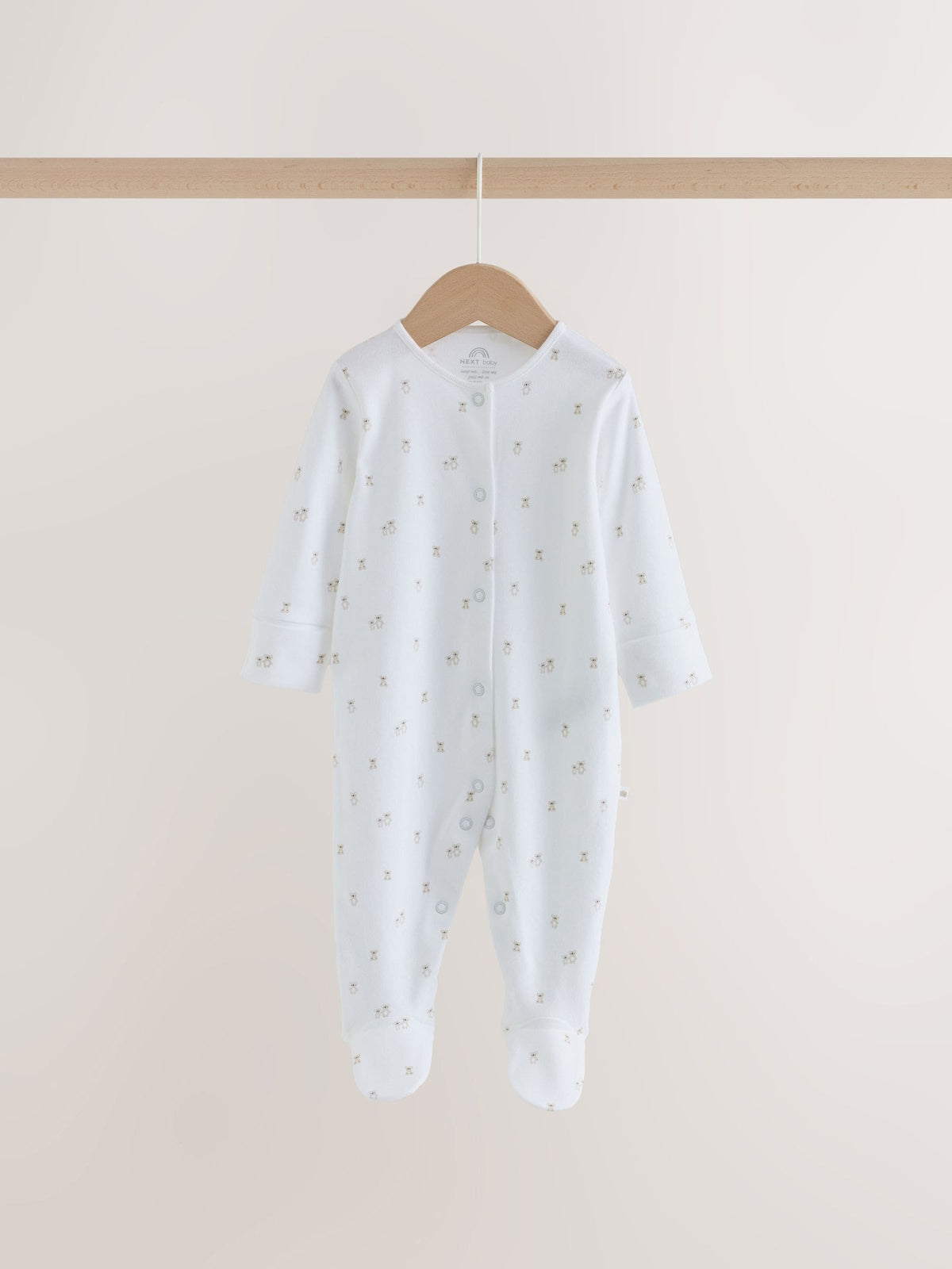 White Mini Safari Animals 7 Pack Baby Sleepsuits (0-2yrs)