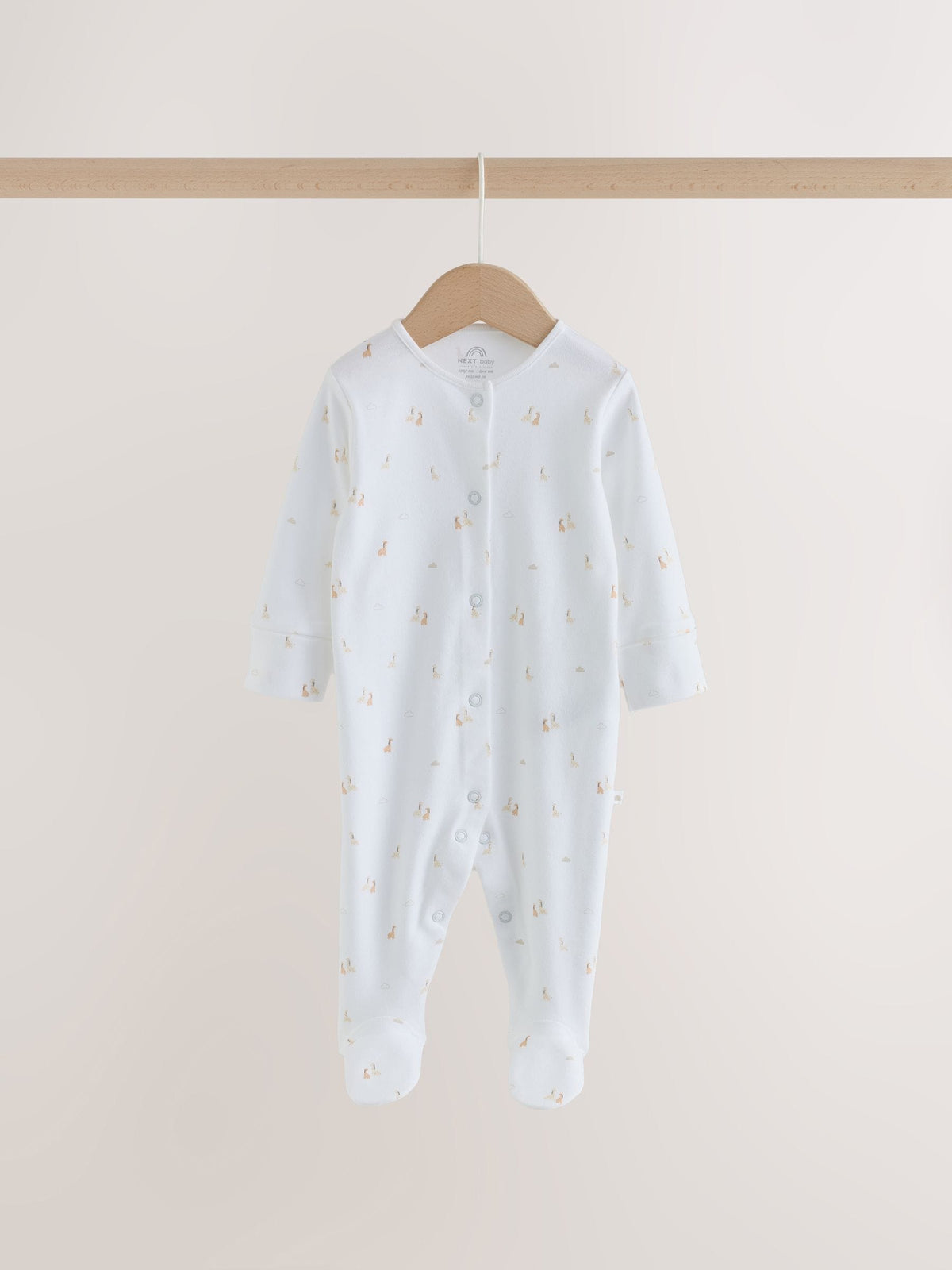 White Mini Safari Animals 7 Pack Baby Sleepsuits (0-2yrs)