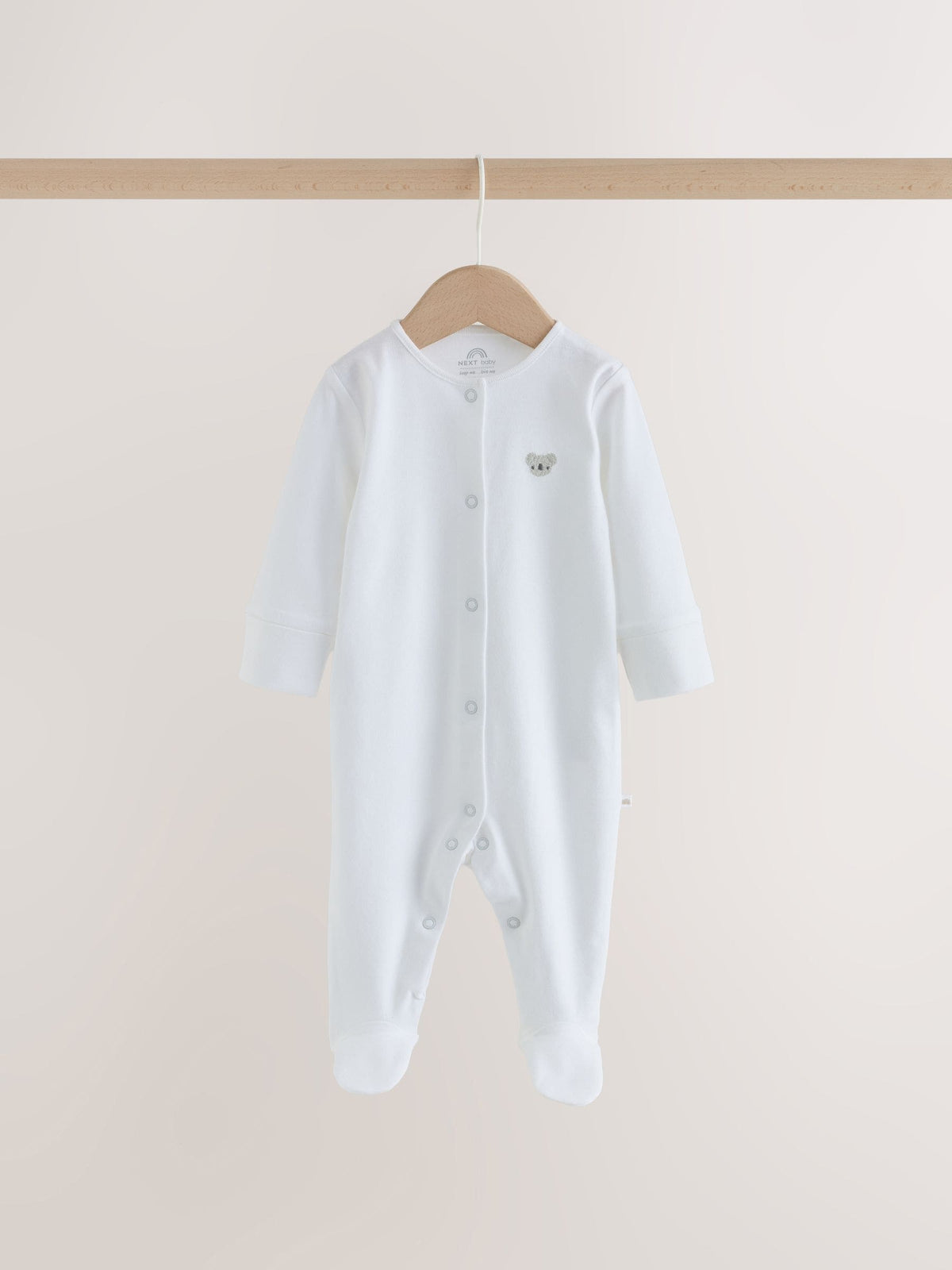 White Mini Safari Animals 7 Pack Baby Sleepsuits (0-2yrs)