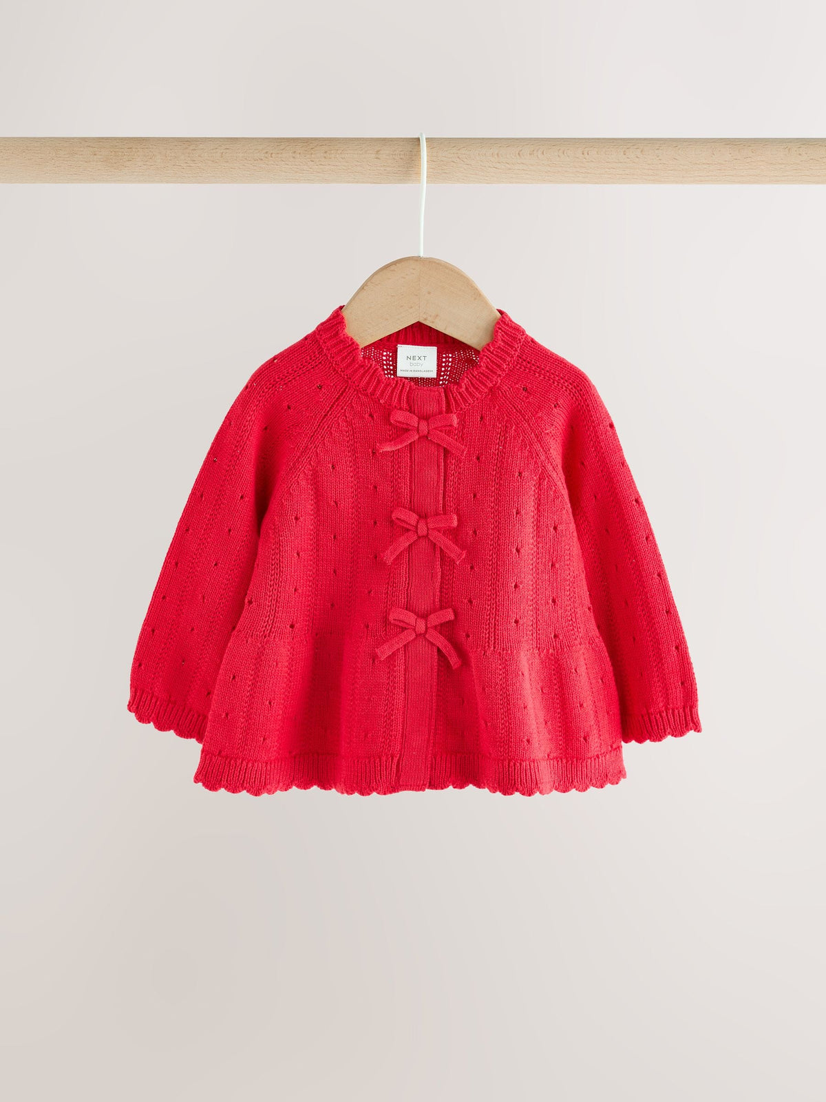 Red Frill Knitted Bow Baby Cardigan & Leggings Set 2 Piece (0mths-2yrs)