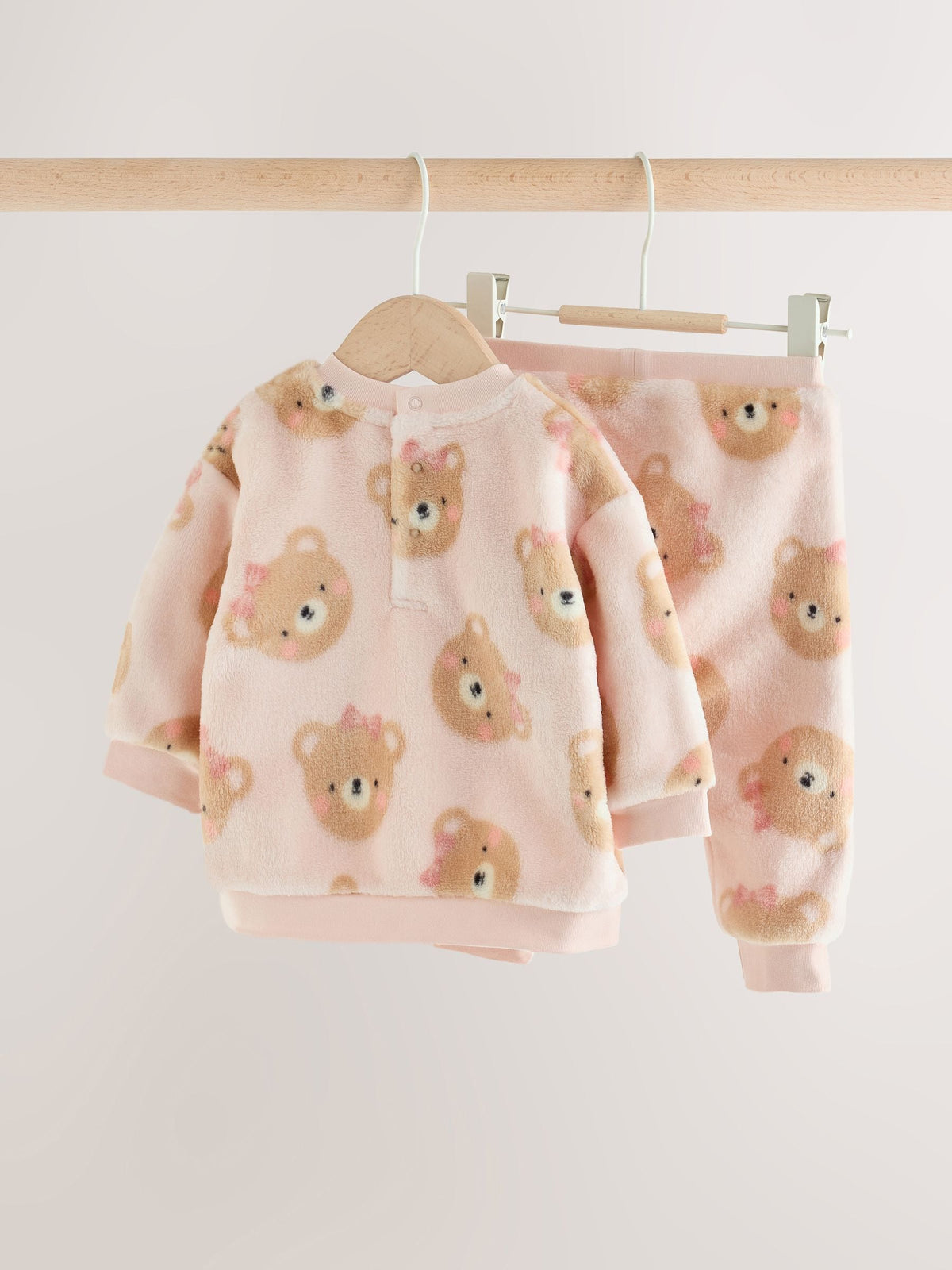 Pink Bear Baby Fleece Sweater and Leggings Set 2 Piece (0mths-2yrs)