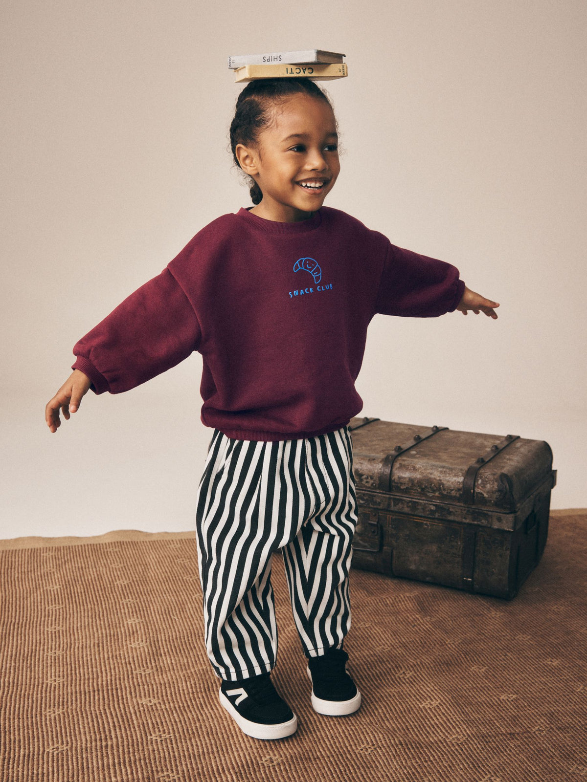Black/White Stripe Regular Fit Pull On Barrel Trousers (3mths-7yrs)