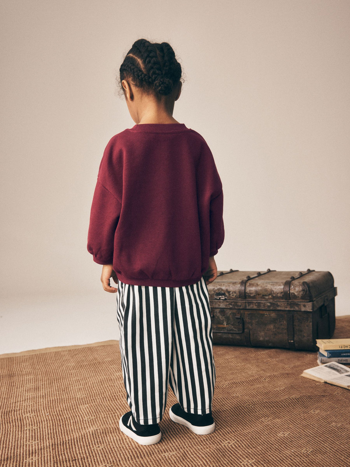 Black/White Stripe Regular Fit Pull On Barrel Trousers (3mths-7yrs)