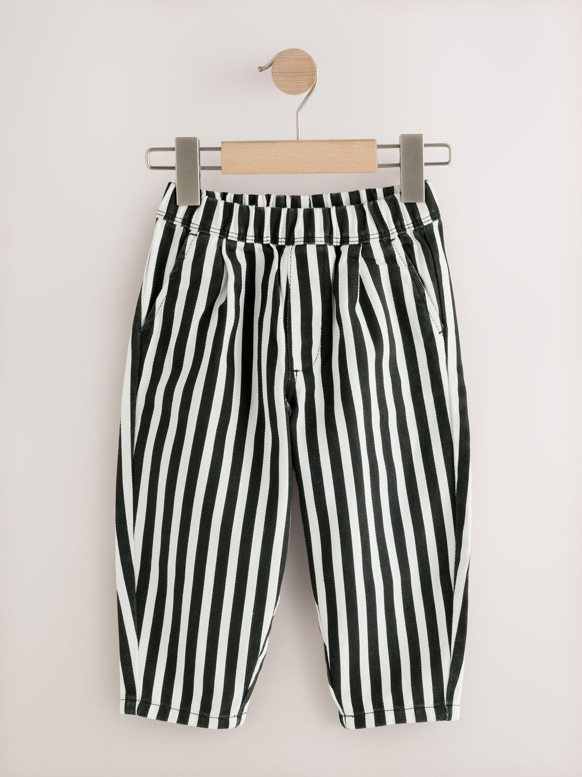 Black/White Stripe Regular Fit Pull On Barrel Trousers (3mths-7yrs)