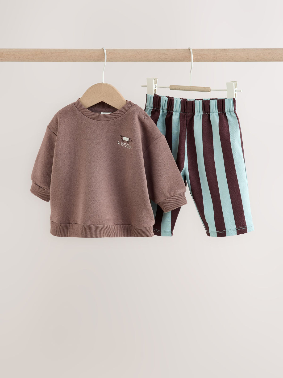 Brown/Blue Sweat Top and Trousers Baby Set (0mths-2yrs)
