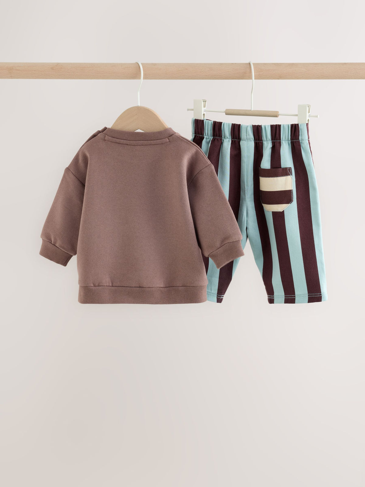Brown/Blue Sweat Top and Trousers Baby Set (0mths-2yrs)