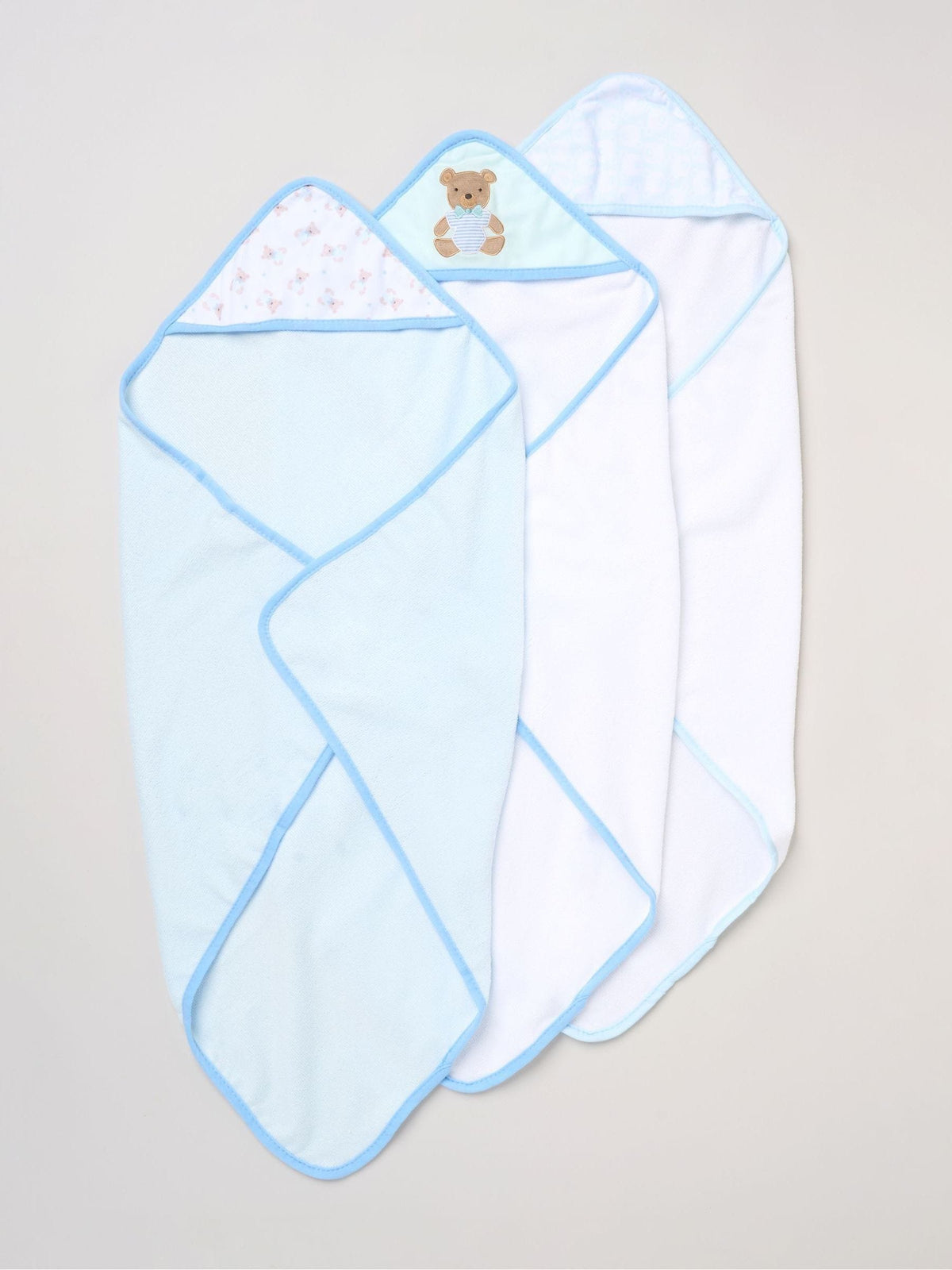 Rock-A-Bye Baby Boutique Hooded Blue Towels and Wash Cloth Set 3 Pack