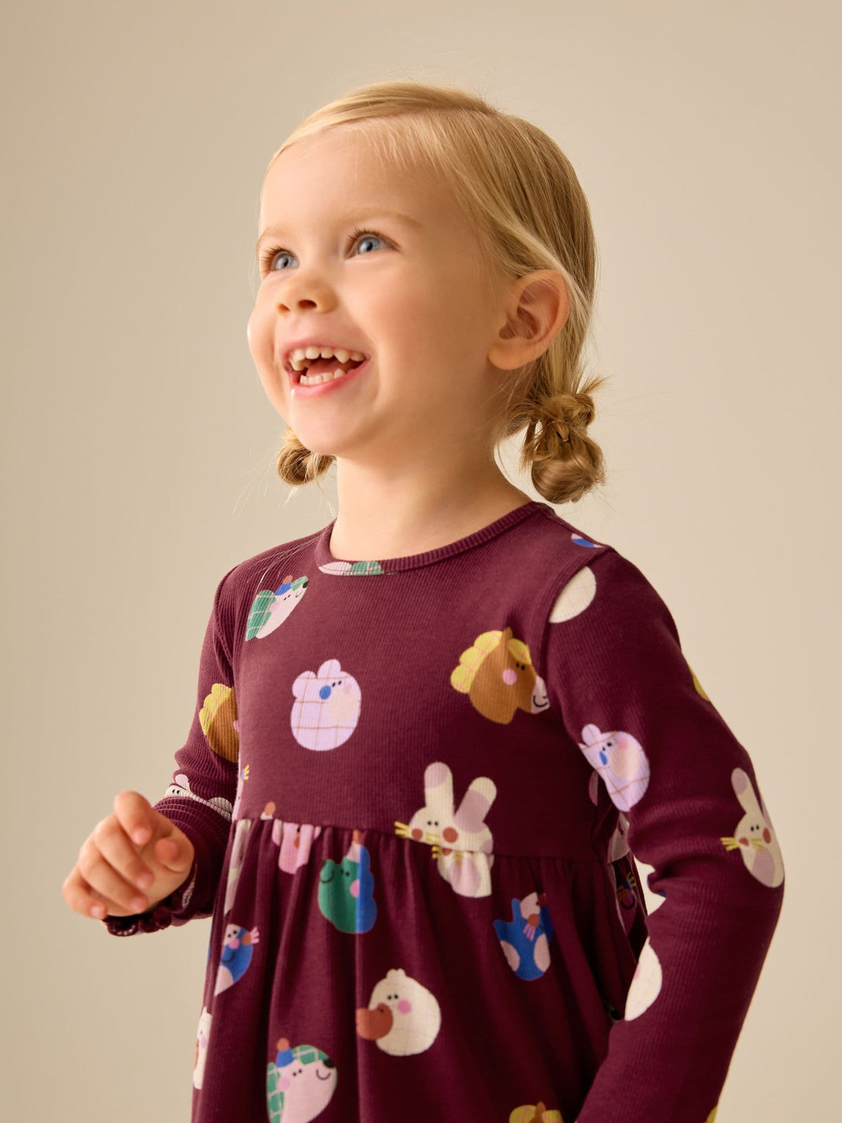 Navy Long Sleeve Ribbed Dress (3mths-7yrs)