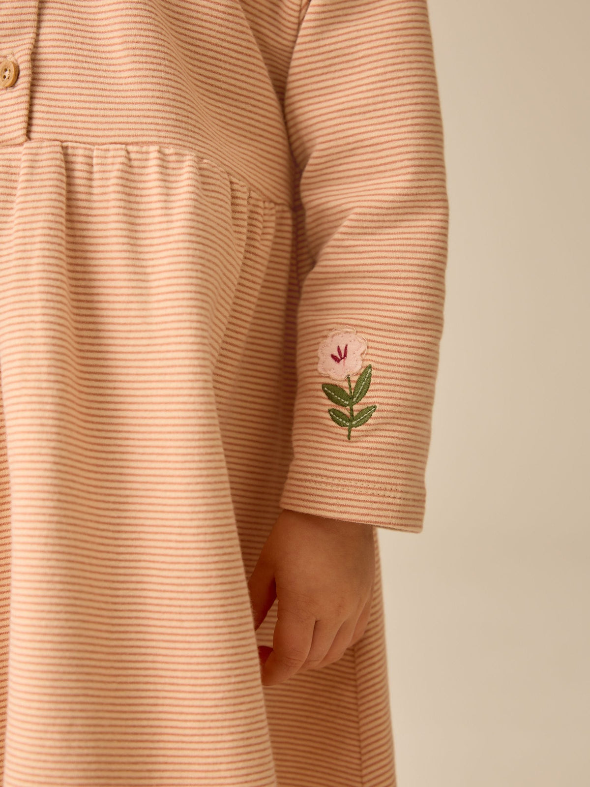 Ecru Emboidered Swan Long Sleeve Dress (3mths-7yrs)