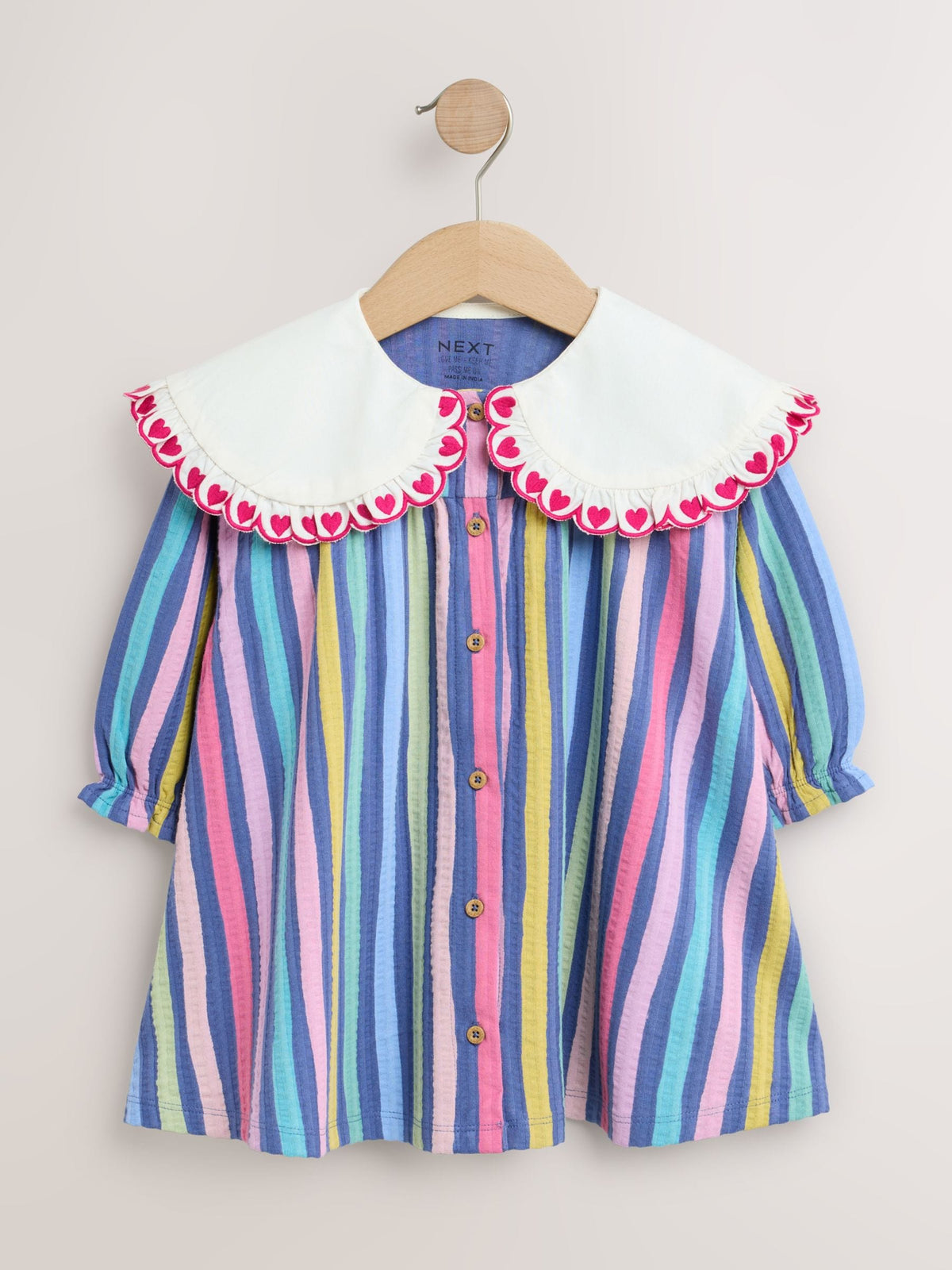 Rainbow Stripe Long Sleeve Collar Dress (3mths-7yrs)