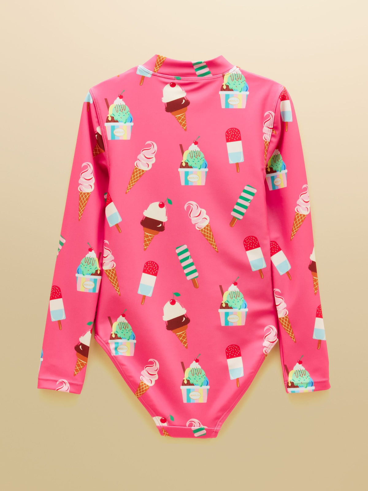 Joules Girls' Pink Ice Cream Long Sleeve Sunsafe Swimsuit