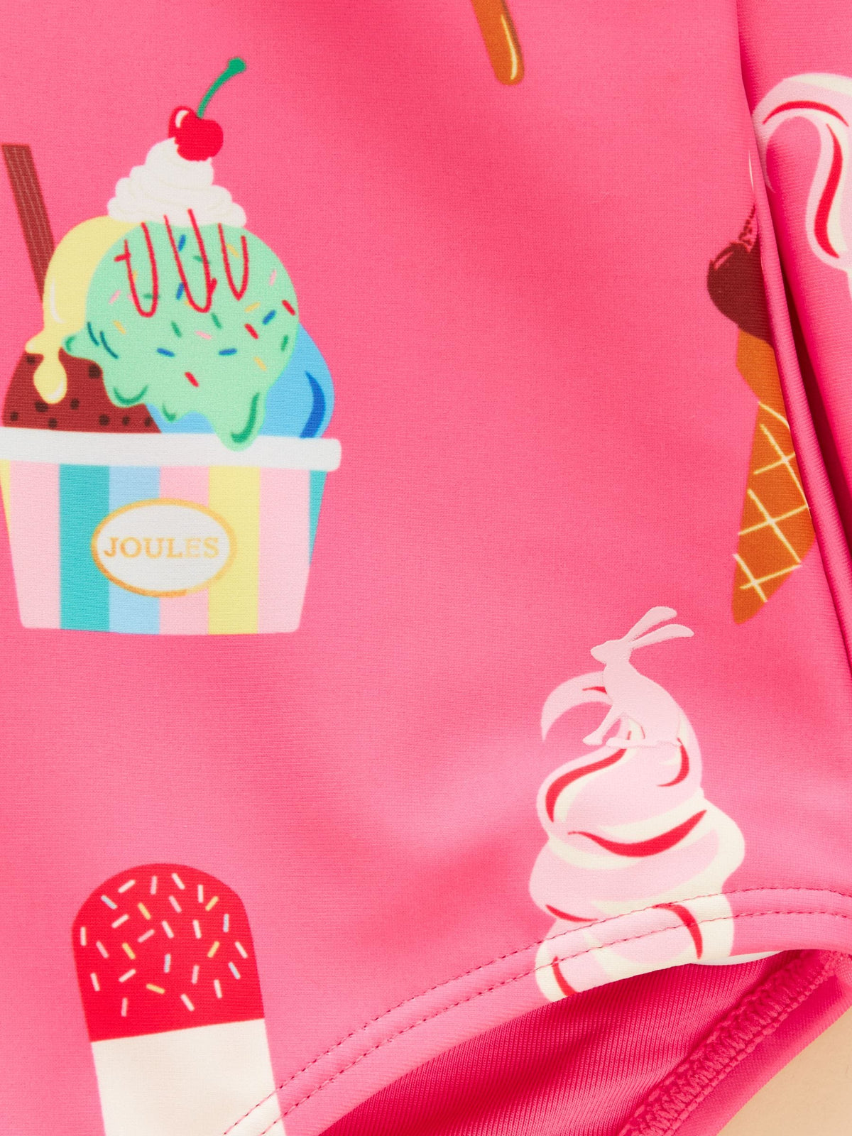 Joules Girls' Pink Ice Cream Long Sleeve Sunsafe Swimsuit