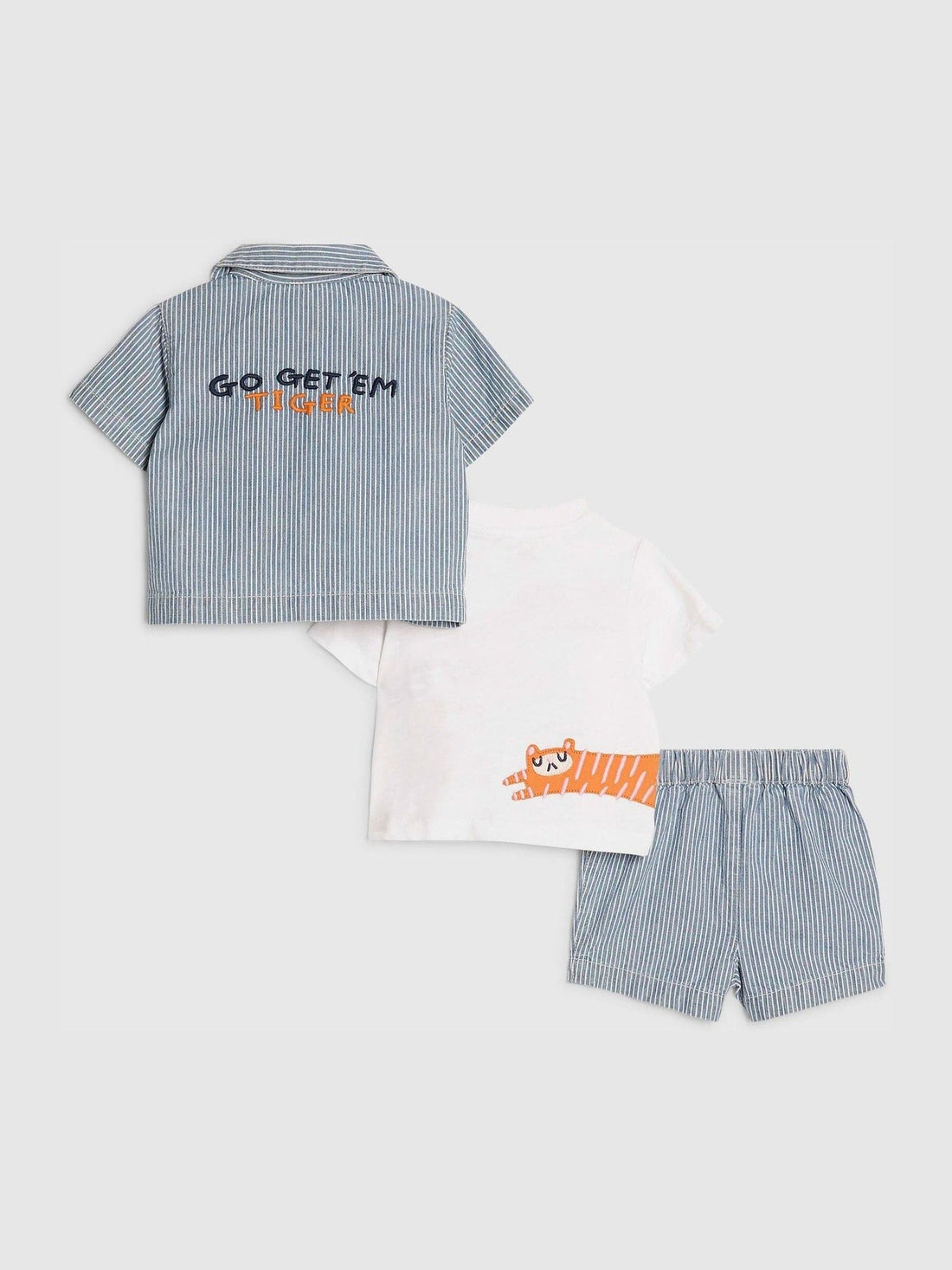 River Island Blue Tiger Stripe Shirt & Shorts Set 3 Piece