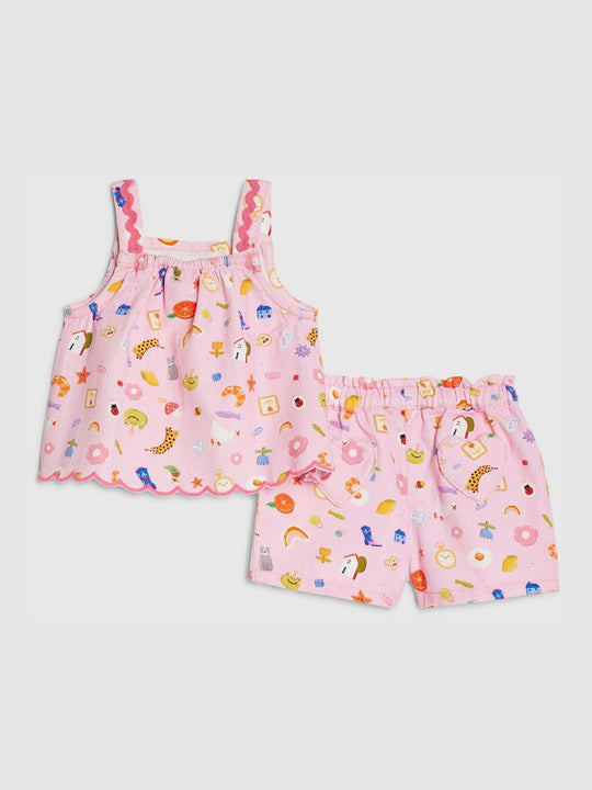 River Island Pink Abbie Rosie Cami Top & Shorts Set
