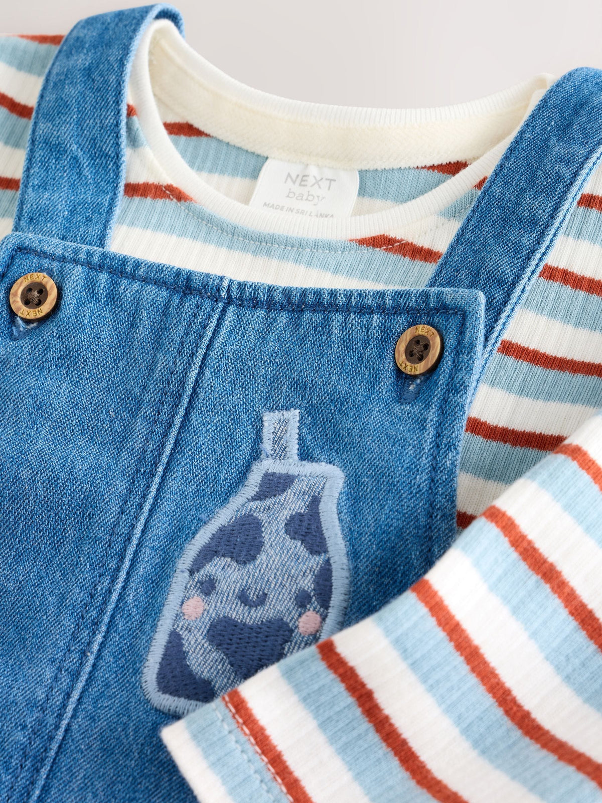 Blue Milk Club Denim Dungaree and Textured Bodysuit Baby Set (0mths-2yrs)