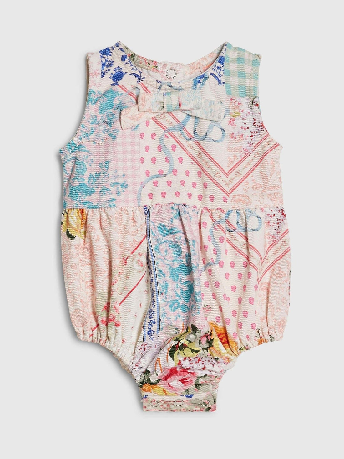 River Island Blue Cabbages & Roses Patchwork Romper
