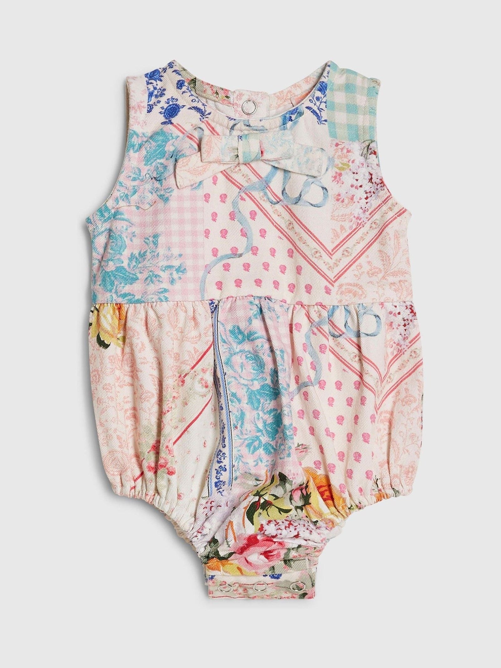 River Island Blue Cabbages & Roses Patchwork Romper