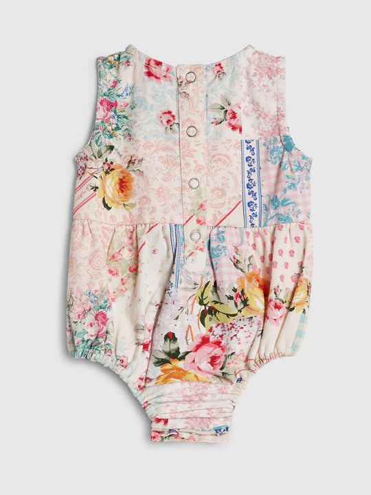 River Island Blue Cabbages & Roses Patchwork Romper
