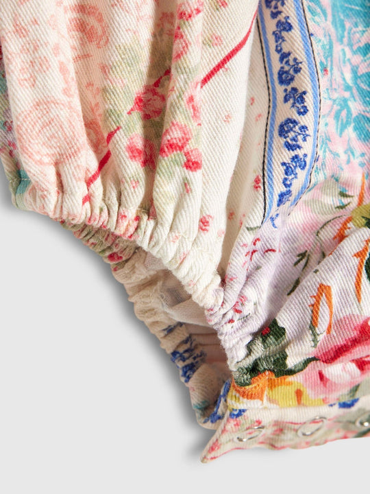 River Island Blue Cabbages & Roses Patchwork Romper