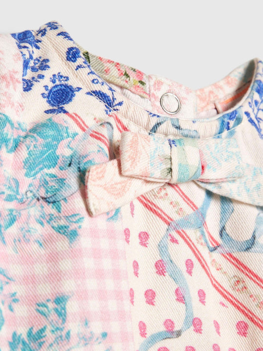 River Island Blue Cabbages & Roses Patchwork Romper