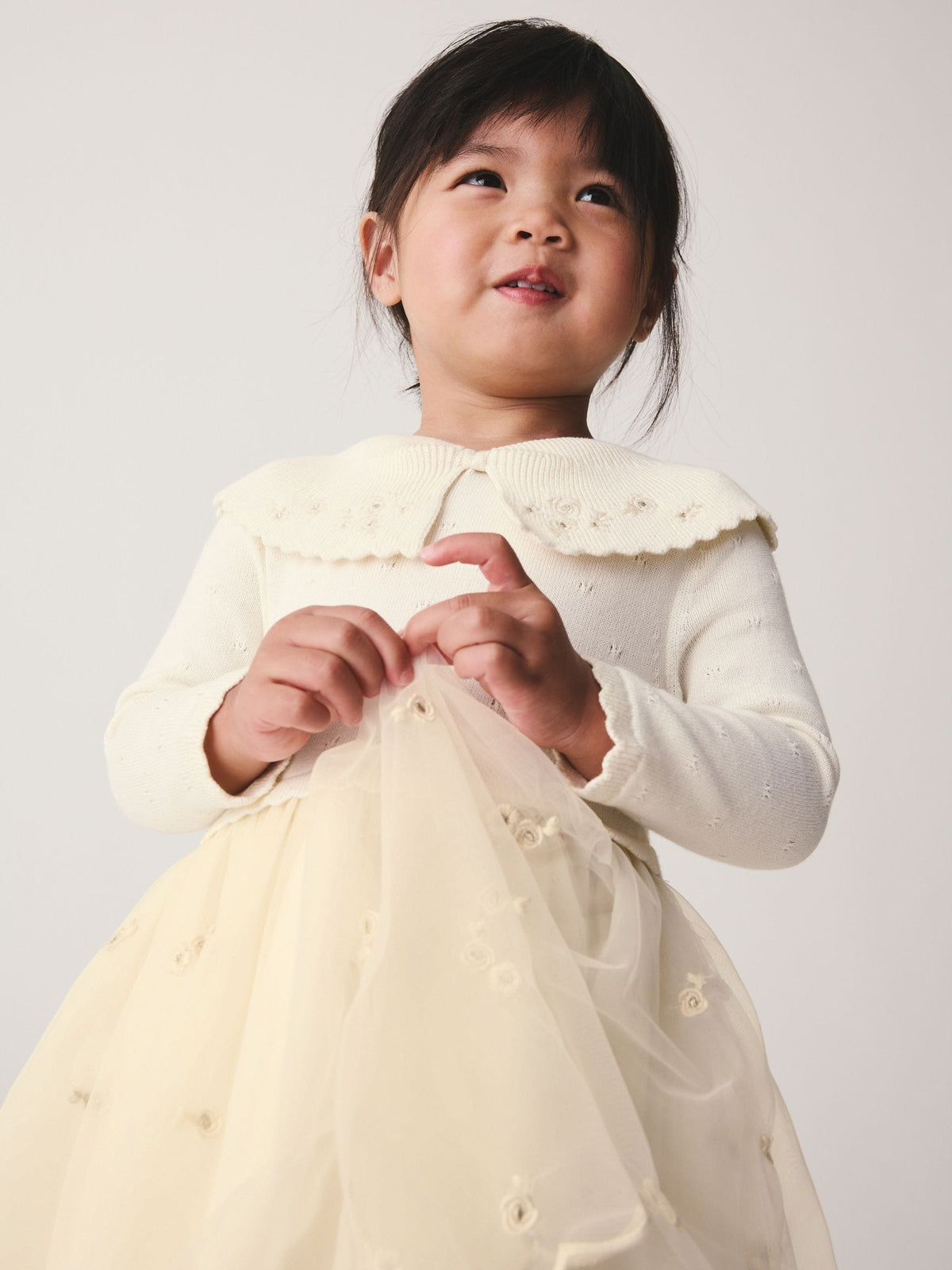 Ecru Occasion Bow Collar Dress (3mths-10yrs)