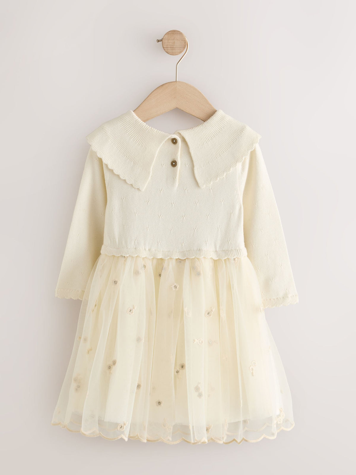 Ecru Occasion Bow Collar Dress (3mths-10yrs)