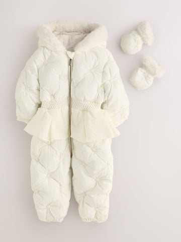 Baker by Ted Baker Shower Resistant Embroidered Peplum Padded Snowsuit