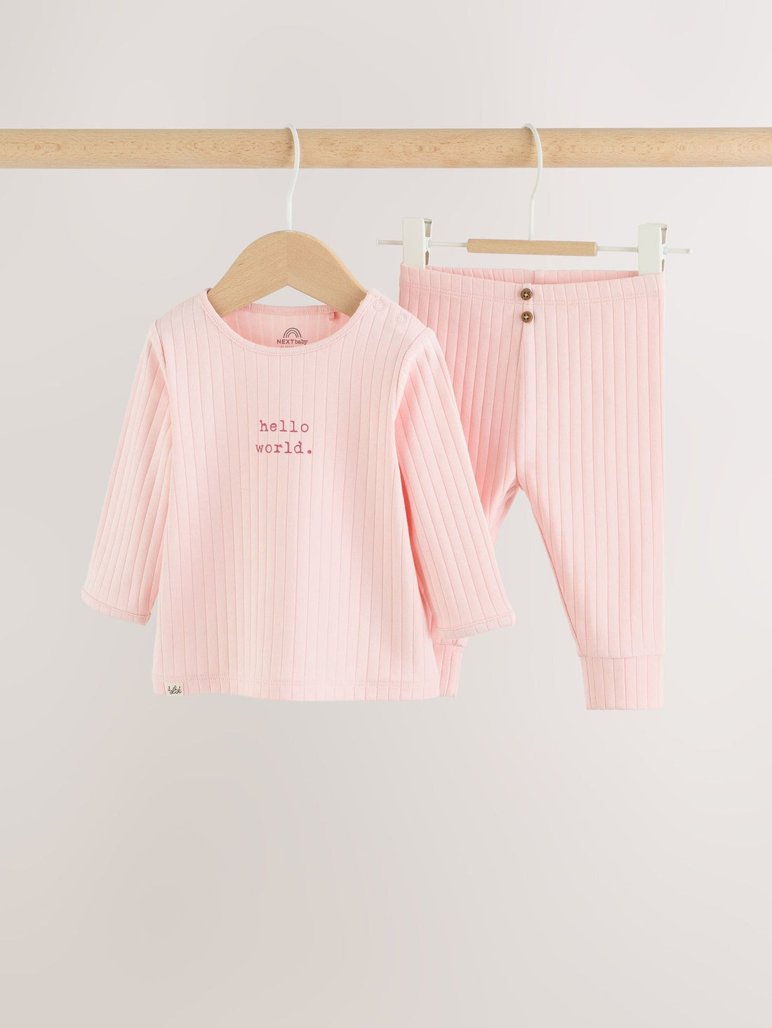 Pink Hello World Top and Leggings Baby Set (0-18mths)