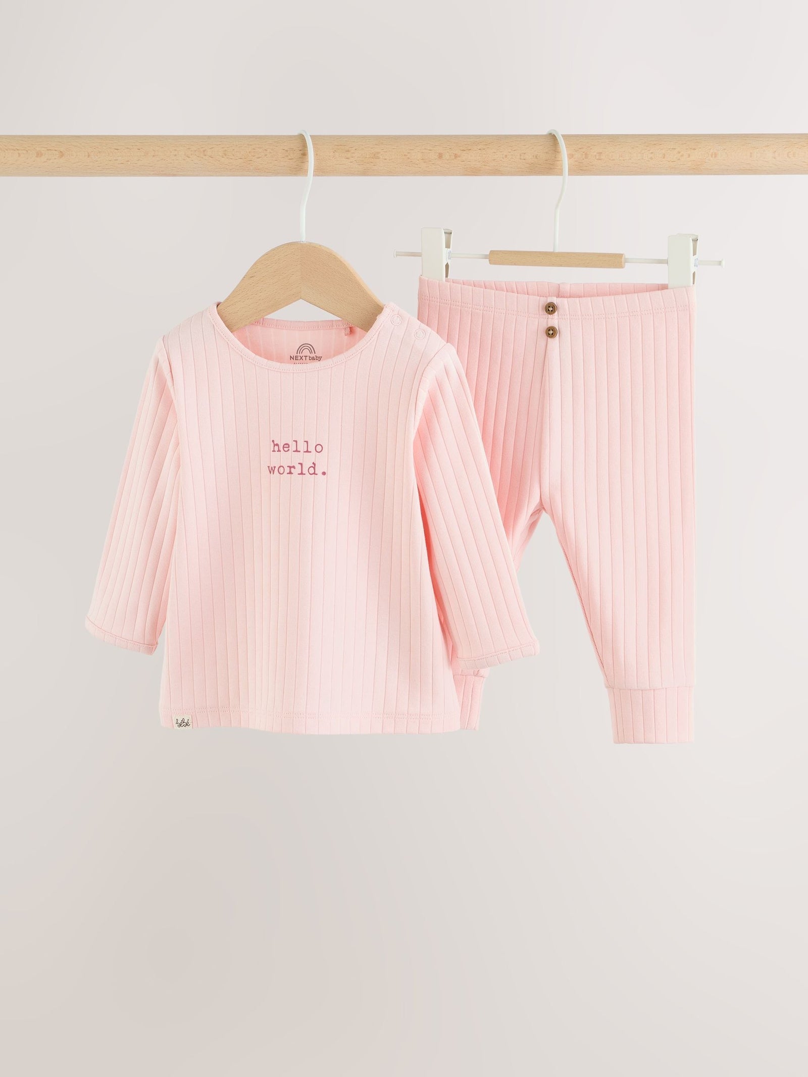 Pink Hello World Top and Leggings Baby Set (0-18mths)