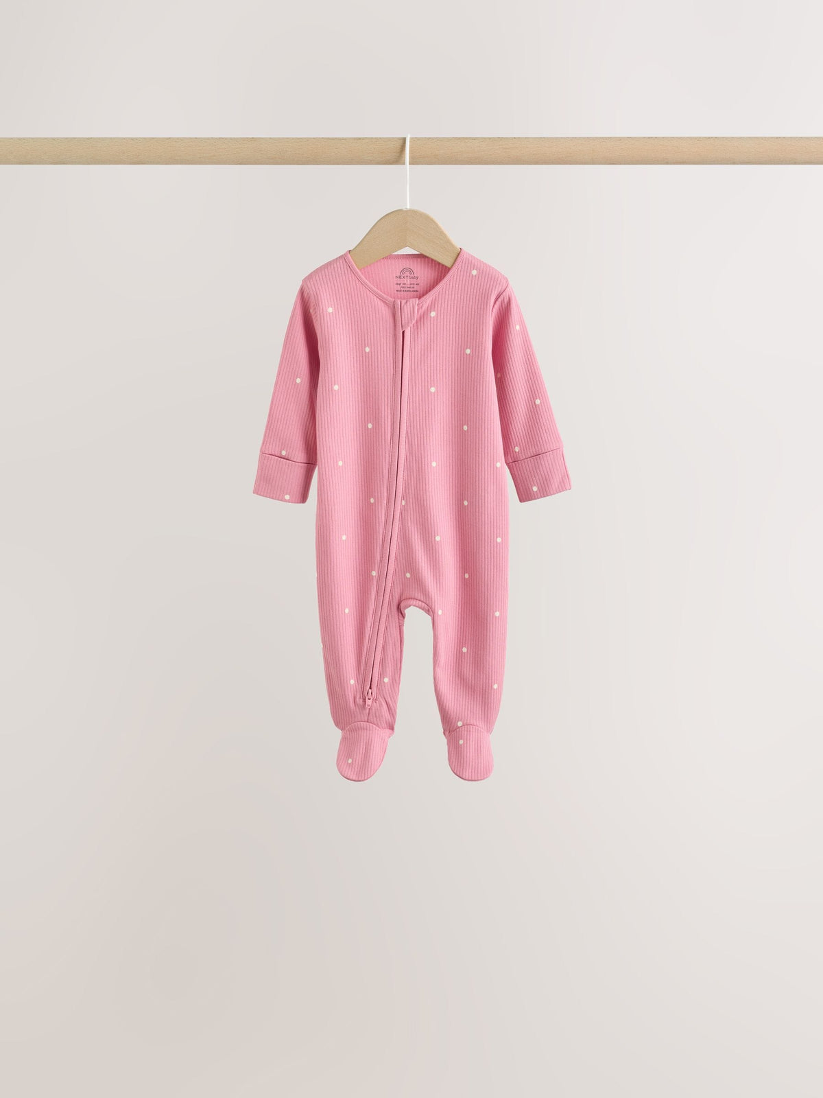 Pink Cherry Print 7 Pack Two Way Zip Baby Sleepsuits (0mths-3yrs)