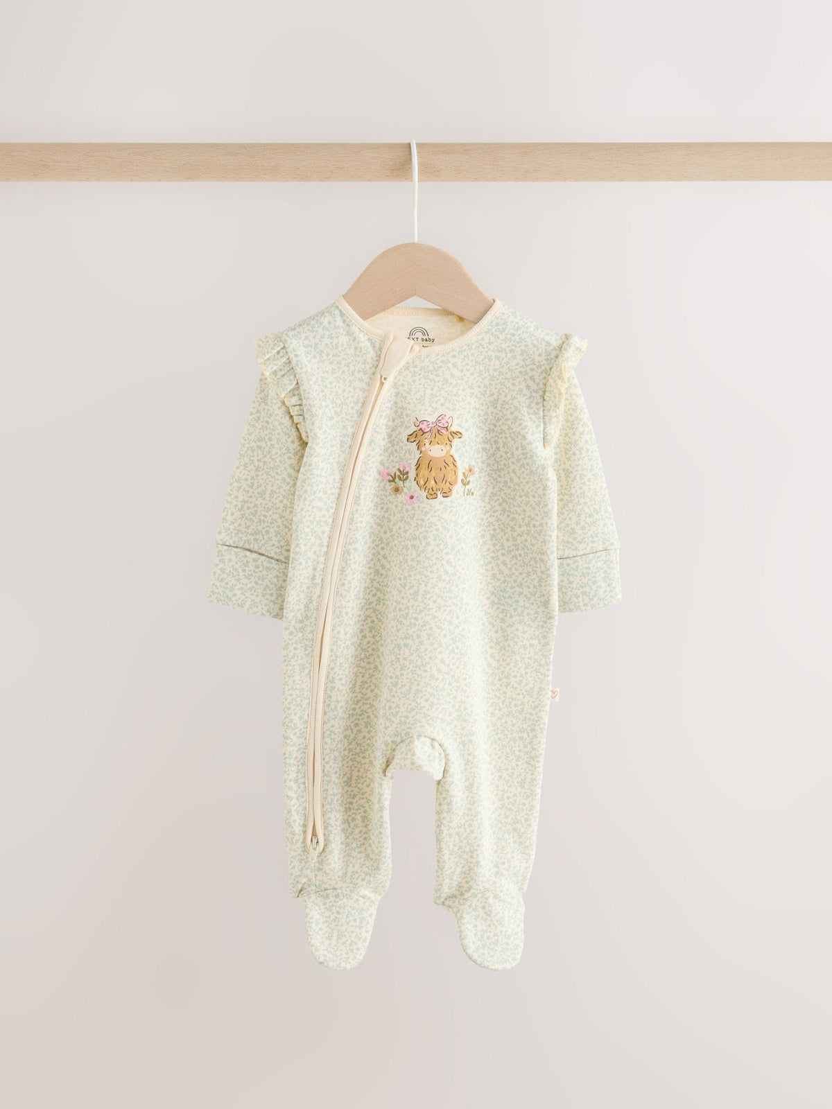 Pink/Green Hamish Two Way Zip Baby Sleepsuits 3 Pack (0-3yrs)