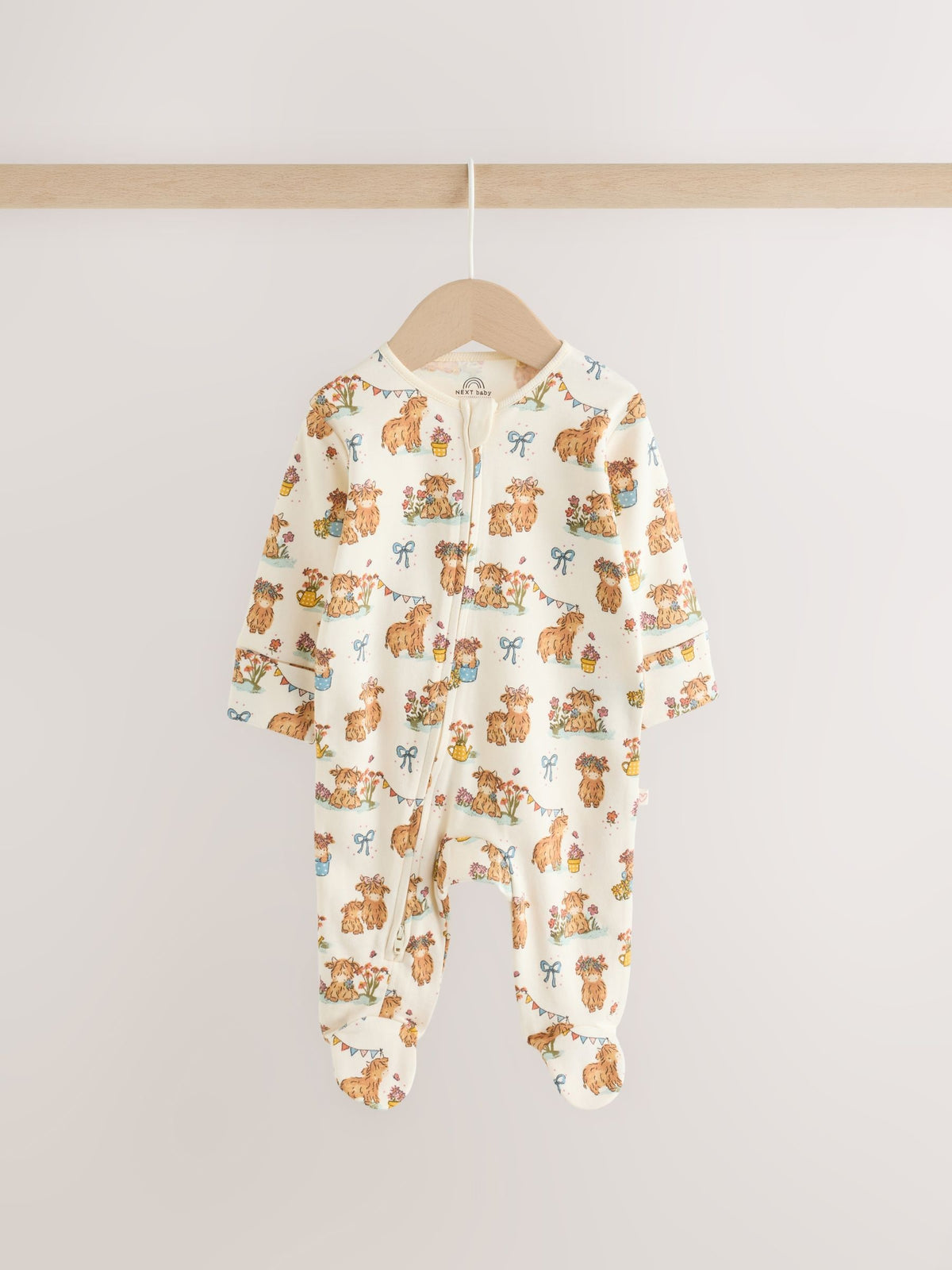 Pink/Green Hamish Two Way Zip Baby Sleepsuits 3 Pack (0-3yrs)