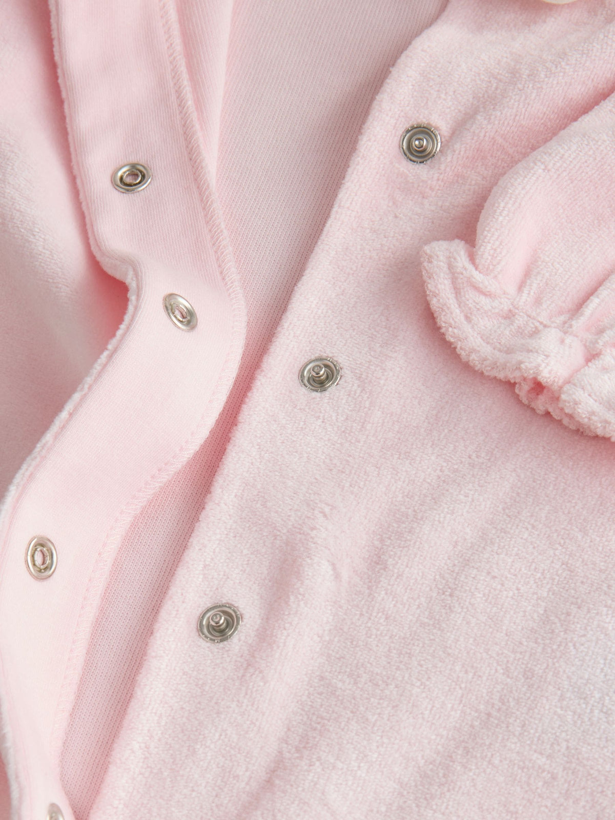 Pink Collar Velour Baby Sleepsuit (0mths-3yrs)