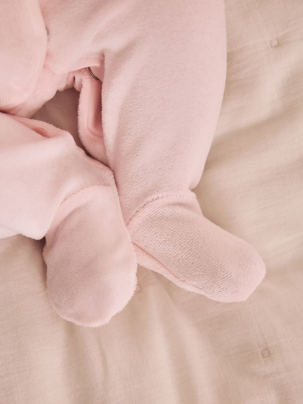 Pink Collar Velour Baby Sleepsuit (0mths-3yrs)
