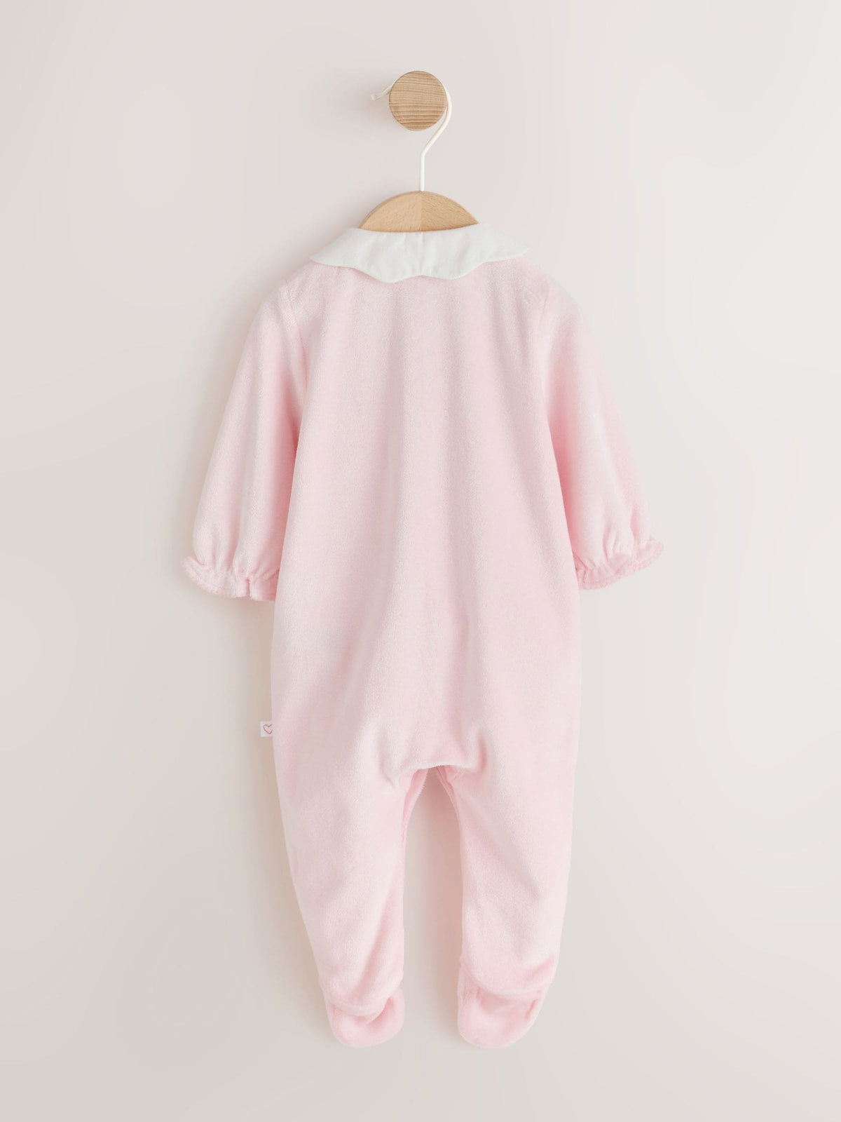Pink Collar Velour Baby Sleepsuit (0mths-3yrs)