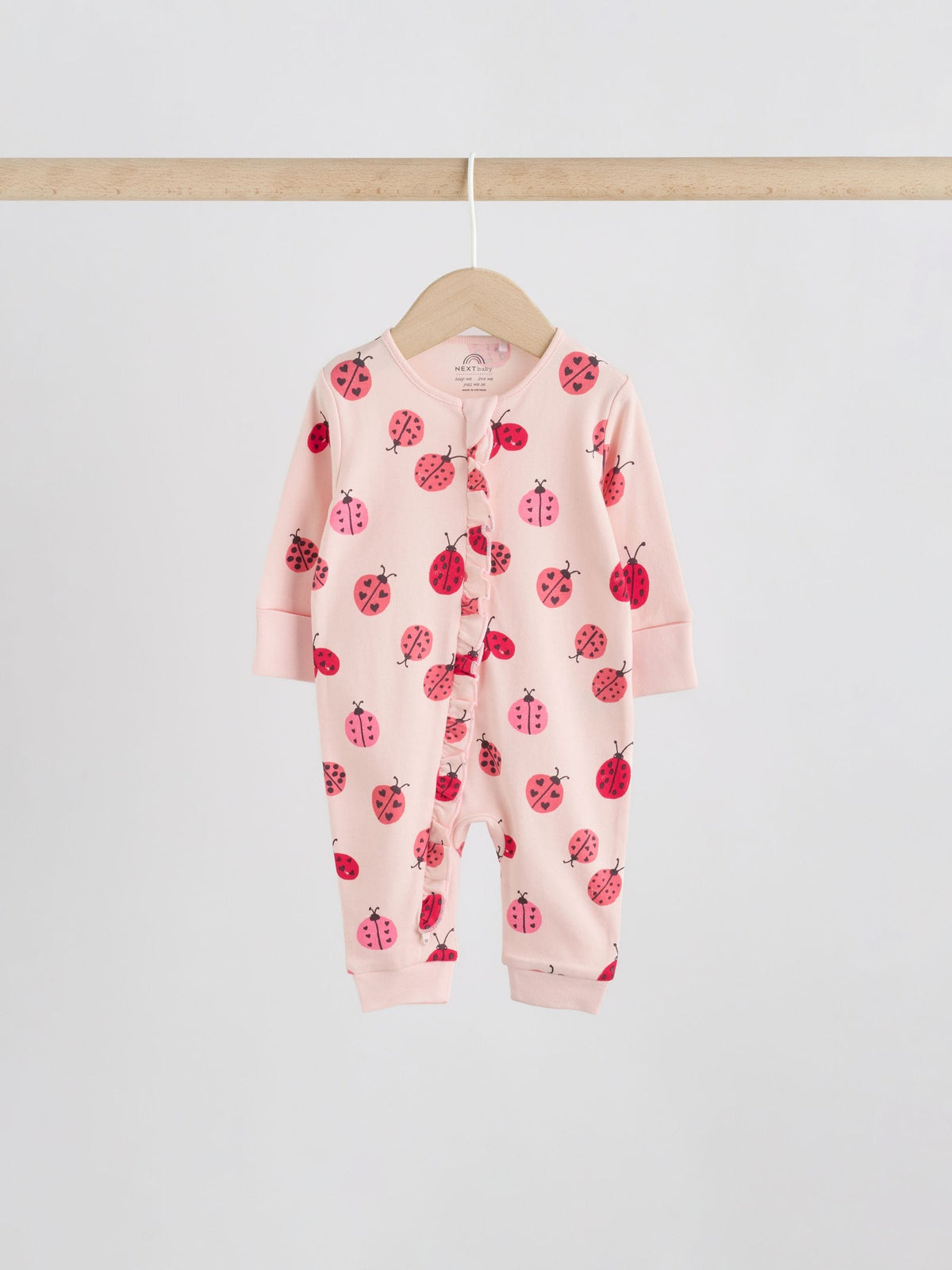 Red Ladybird Two Way Zip Baby Sleepsuit 3 Pack (0mths-3yrs)