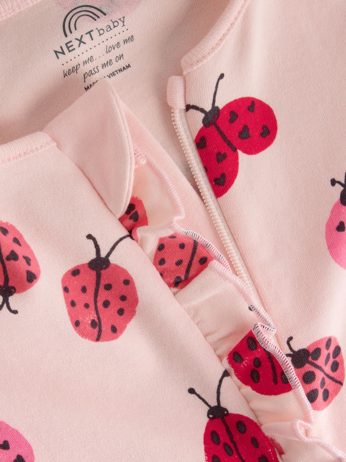 Red Ladybird Two Way Zip Baby Sleepsuit 3 Pack (0mths-3yrs)