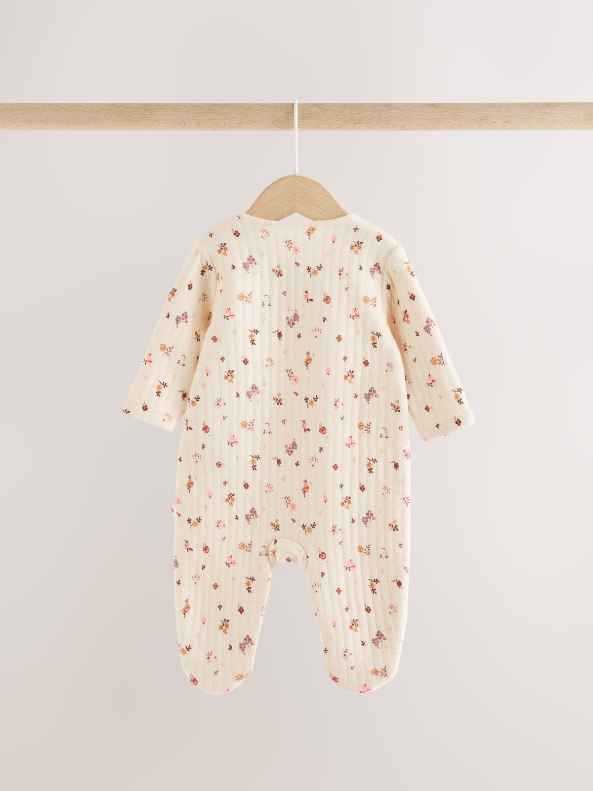Brown Ditsy Floral Quilted Wrap Baby Sleepsuits 2 Pack