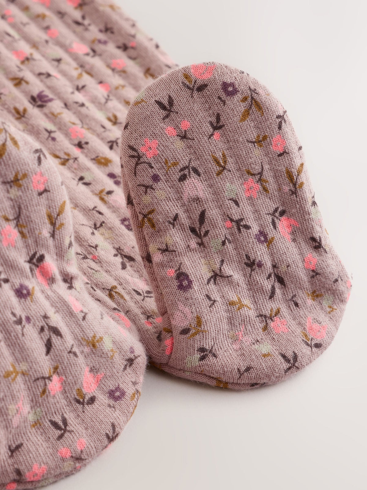 Brown Ditsy Floral Quilted Wrap Baby Sleepsuits 2 Pack