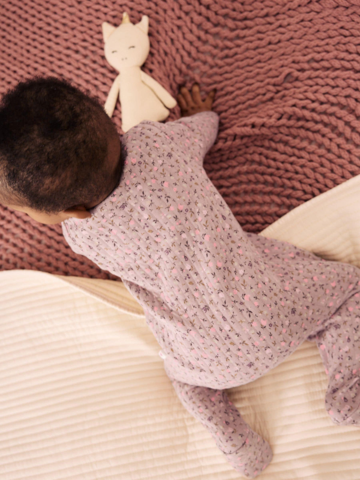 Brown Ditsy Floral Quilted Wrap Baby Sleepsuits 2 Pack