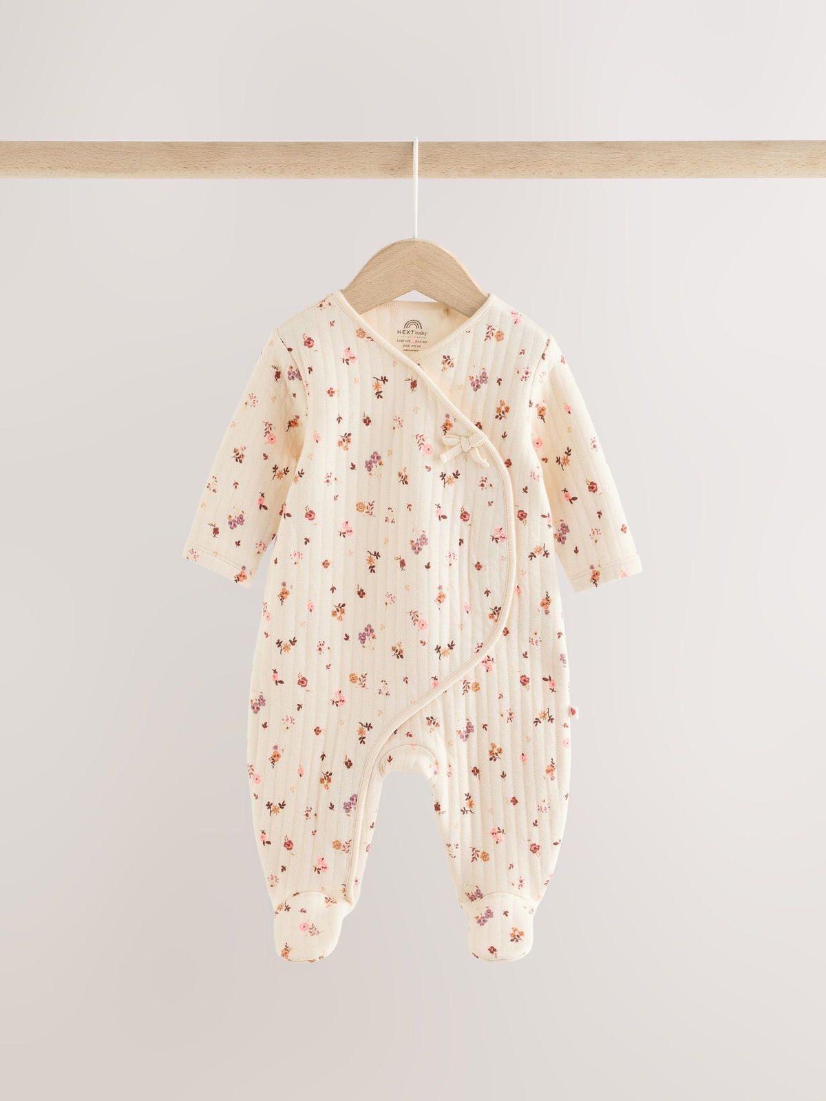 Brown Ditsy Floral Quilted Wrap Baby Sleepsuits 2 Pack