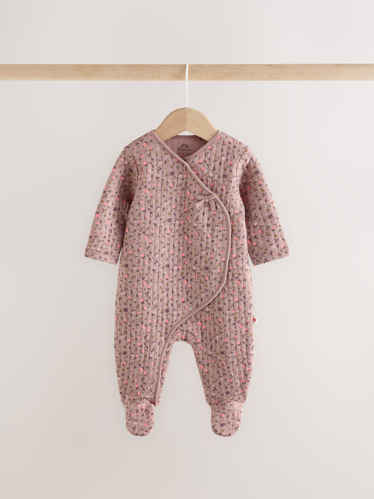 Brown Ditsy Floral Quilted Wrap Baby Sleepsuits 2 Pack