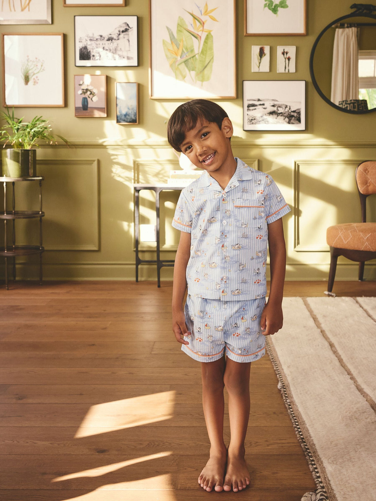 Blue Cath Kidson Single Button Through Short Pyjamas