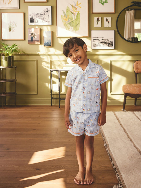 Blue Cath Kidson Single Button Through Short Pyjamas