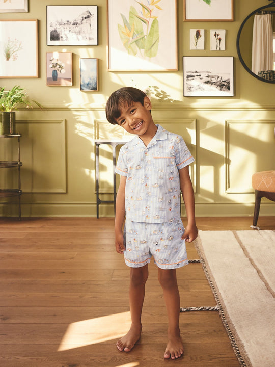 Blue Cath Kidson Single Button Through Short Pyjamas