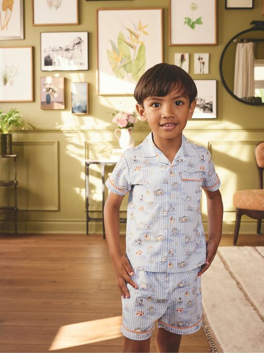 Blue Cath Kidson Single Button Through Short Pyjamas