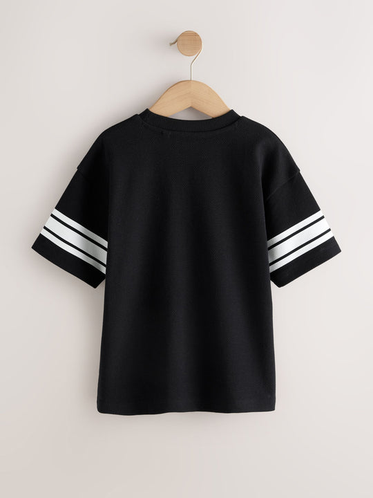 Black Varsity Relaxed Fit T-Shirt (3-16yrs)